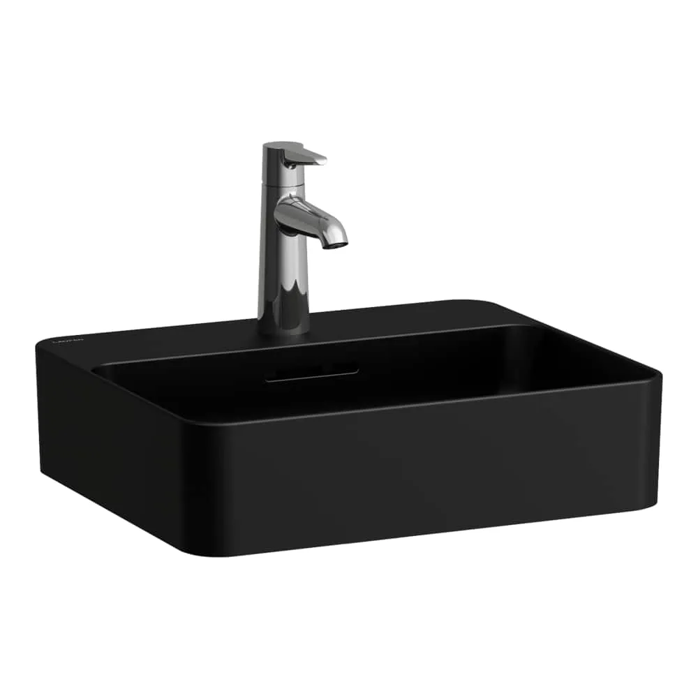 LAUFEN VAL Umyvadlová mísa, s armaturní deskou 450 x 380 x 115 mm #H8122807161581 - 716 - Černá mat