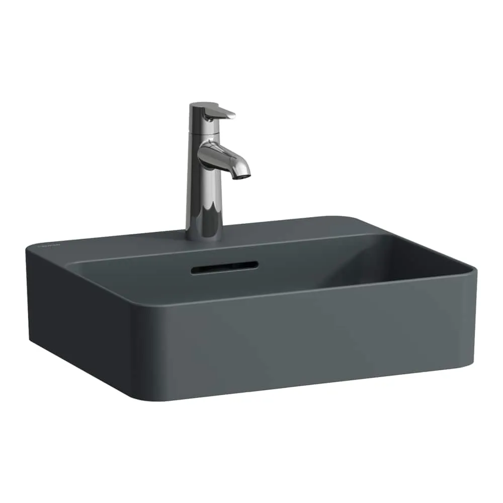 LAUFEN VAL Umyvadlová mísa, s armaturní deskou 450 x 380 x 115 mm #H8122807581081 - 758 - Grafit mat