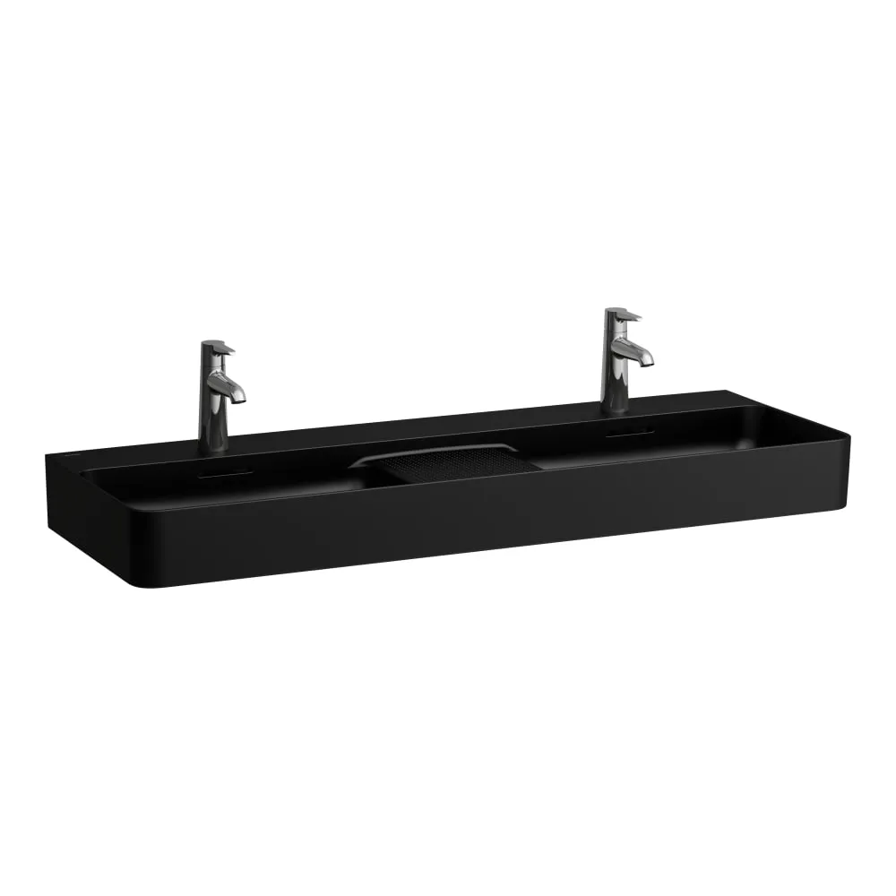 LAUFEN VAL Dvojumyvadlo do nábytku, se sníženou odkládací plochou s reliéfem 1200 x 420 x 115 mm #H8142827161581 - 716 - Černá mat