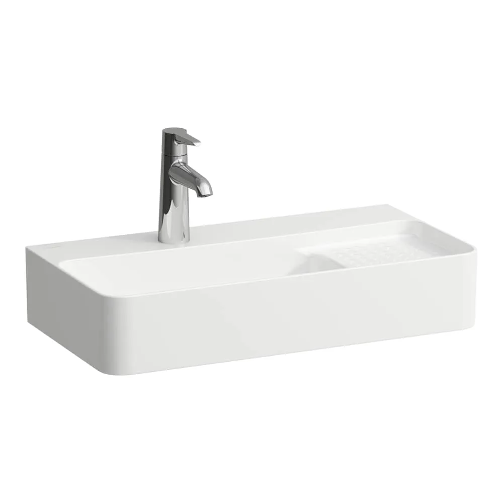 LAUFEN VAL Umyvadlo, compact, se sníženou odkládací plochou s reliéfem vpravo 600 x 310 x 115 mm #H8152857571041 - 757 - Bílá mat
