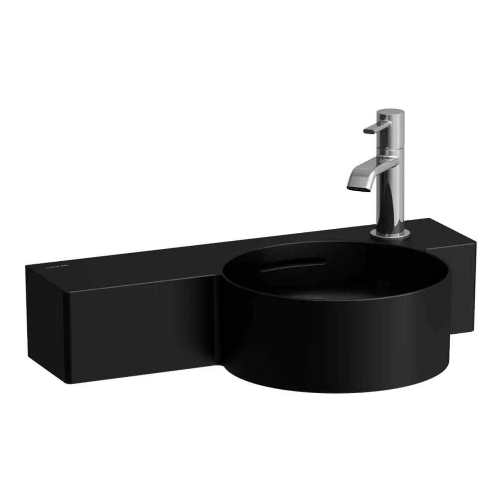 LAUFEN VAL Kulaté umývátko, s odkládací plochou vlevo, řezatelné do 430 mm 550 x 315 x 115 mm #H8152847161061 - 716 - Černá mat