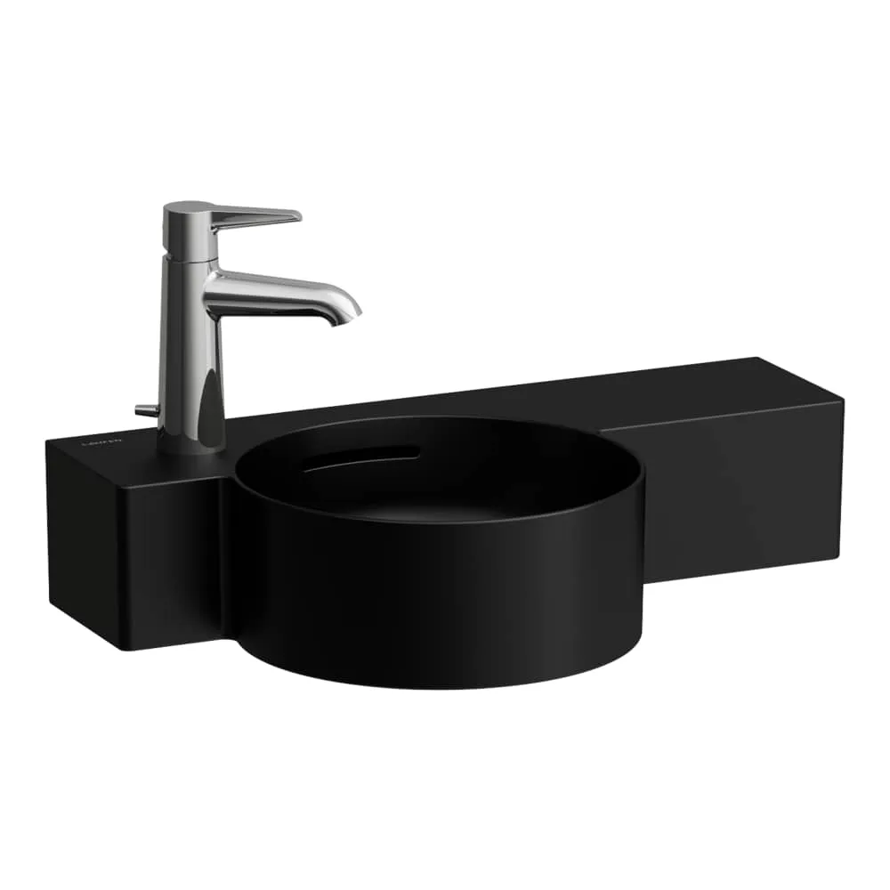 LAUFEN VAL Kulaté umývátko, s odkládací plochou vpravo, řezatelné do 430 mm 550 x 315 x 115 mm #H8152837168131 - 716 - Černá mat