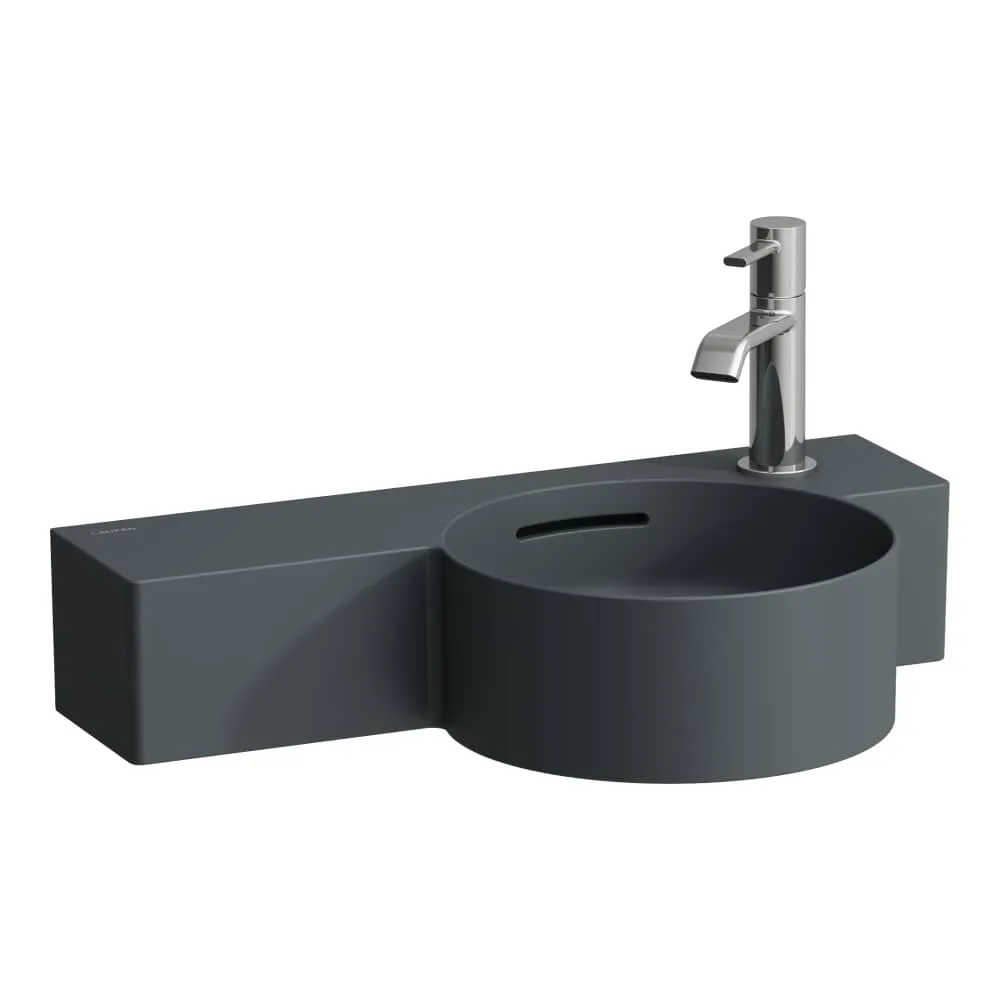 LAUFEN VAL Kulaté umývátko, s odkládací plochou vlevo, řezatelné do 430 mm 550 x 315 x 115 mm #H8152847588131 - 758 - Grafit mat