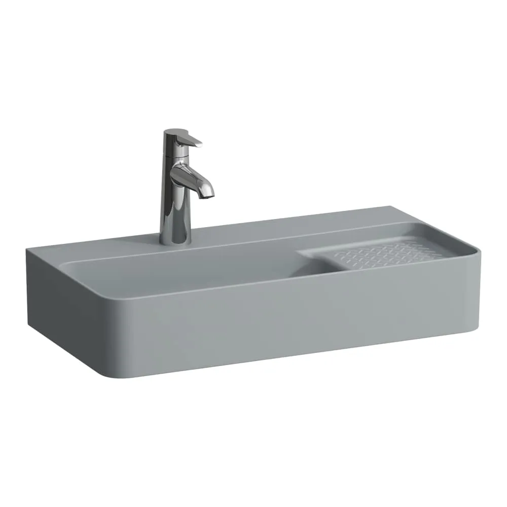 LAUFEN VAL Umyvadlo, compact, se sníženou odkládací plochou s reliéfem vpravo 600 x 310 x 115 mm #H8152857581091 - 758 - Grafit mat