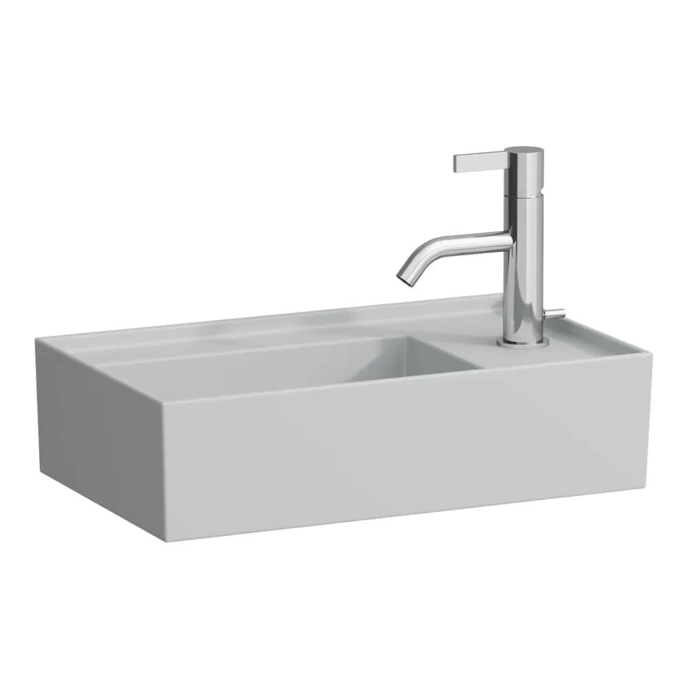 LAUFEN Kartell LAUFEN Umyvátko, asymetrické, se skrytým opadem, s armaturní deskou vpravo 460 x 280 x 120 mm #H8153347591121 - 759 - Šedá mat