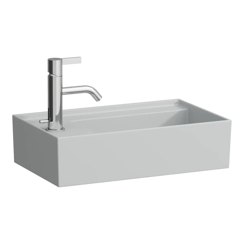LAUFEN Kartell LAUFEN Umyvátko, asymetrické, se skrytým opadem, s armaturní deskou vlevo 460 x 280 x 120 mm #H8153357591121 - 759 - Šedá mat