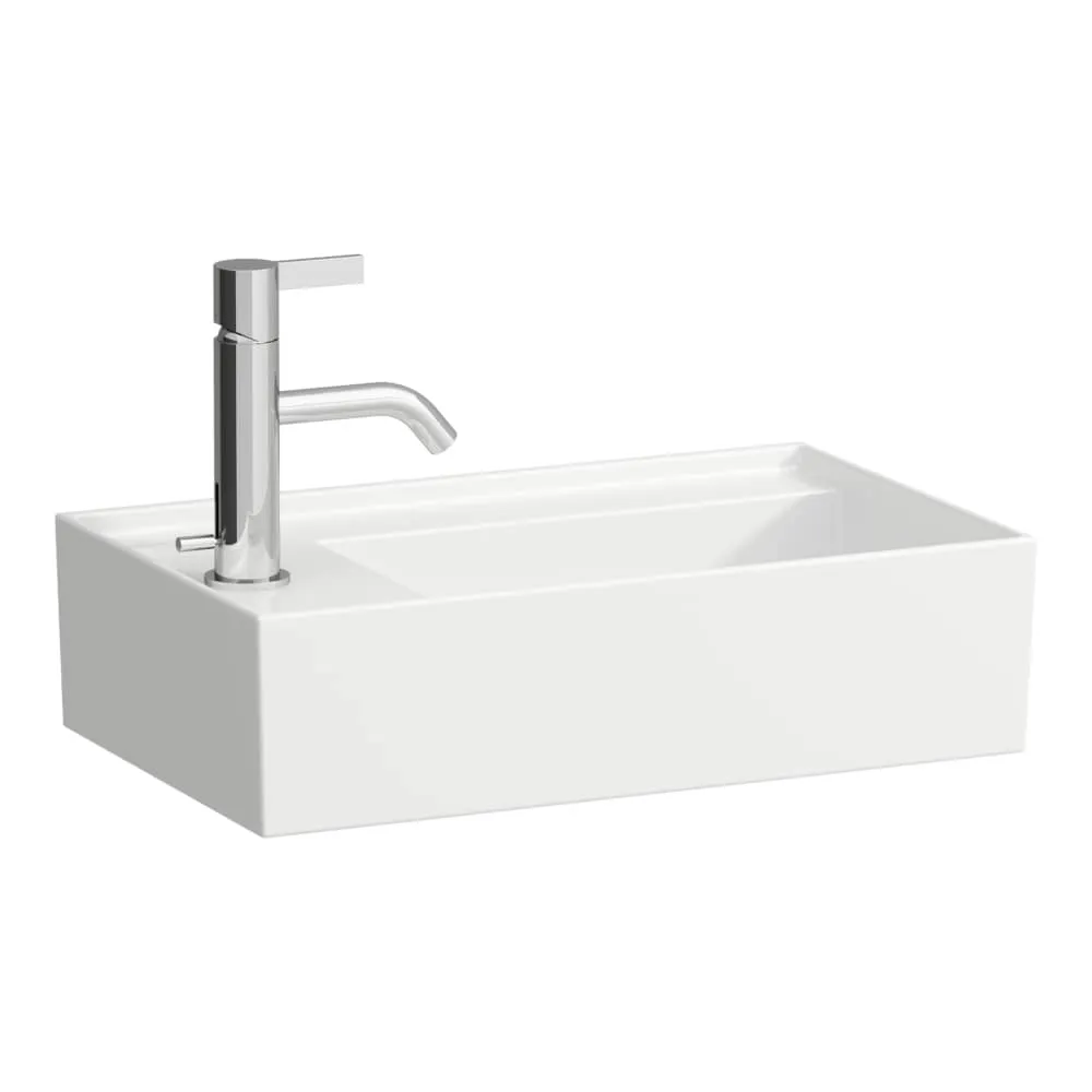 LAUFEN Kartell LAUFEN Umyvátko, asymetrické, se skrytým opadem, s armaturní deskou vlevo 460 x 280 x 120 mm #H815335A001111 - A00 - Bílá LCC Active (LAUFEN Clean Coat Active)