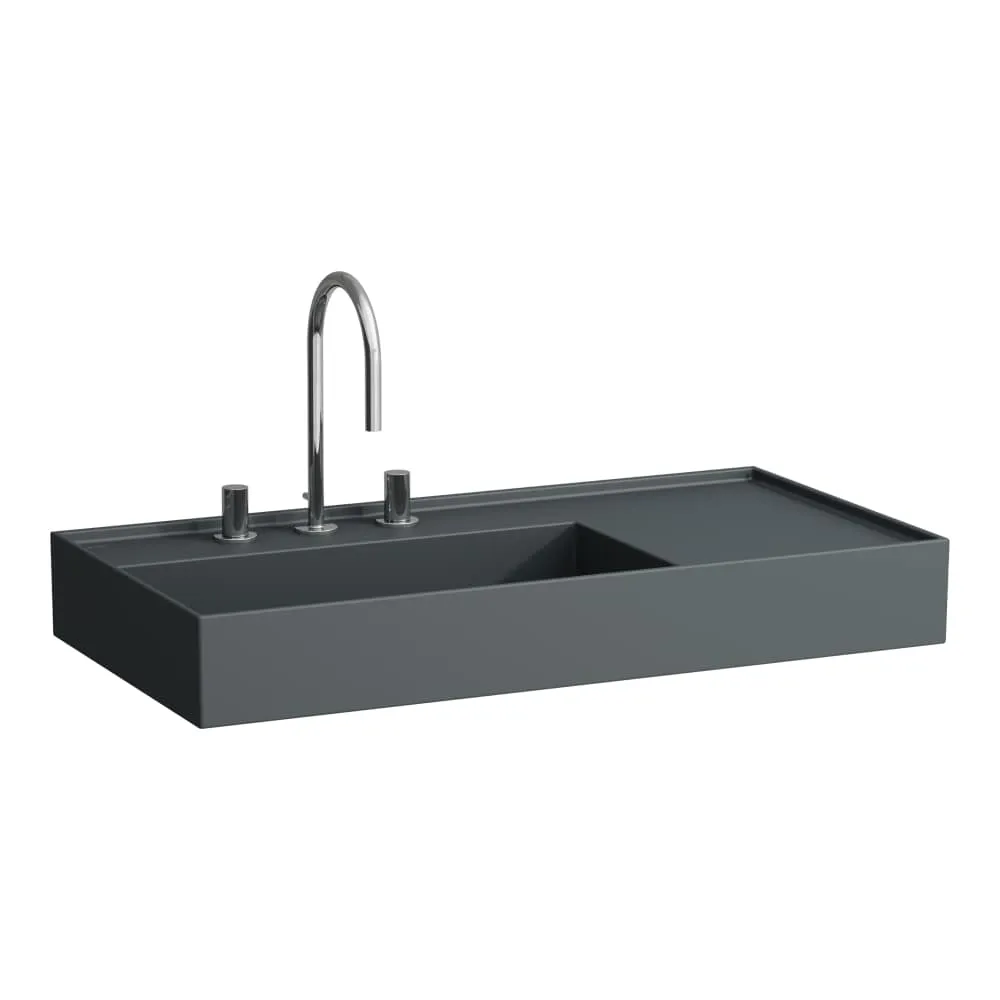 LAUFEN Kartell LAUFEN Umyvadlo se skrytým odpadem, odkládací plocha vpravo, broušená spodní část 900 x 460 x 120 mm #H8183387581111 - 758 - Grafit mat