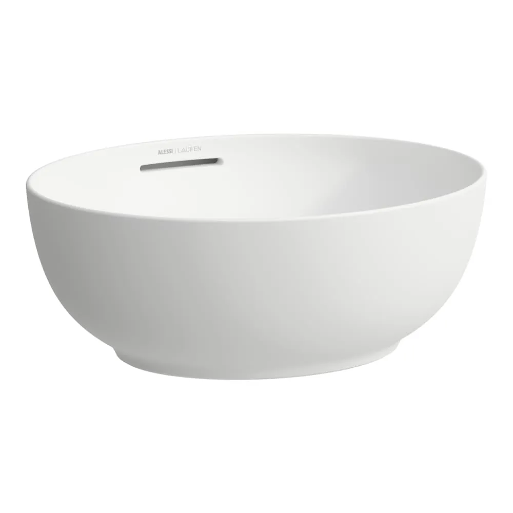 LAUFEN ILBAGNOALESSI Umyvadlová mísa s přepadem, oválná, vč. keramické krytky odpadního ventilu 450 x 405 x 170 mm #H8189767571091 - 757 - Bílá mat