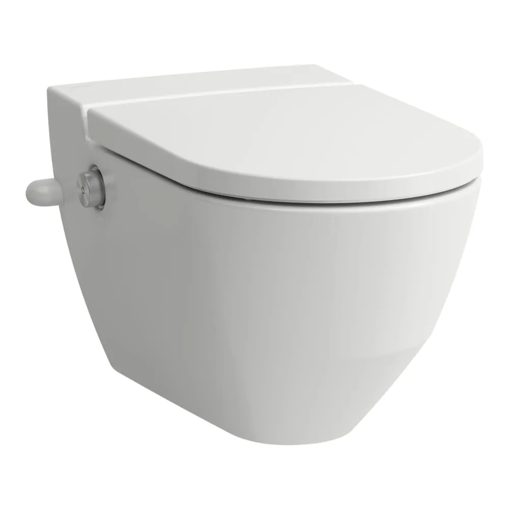 LAUFEN CLEANET NAVIA WC se sprškou 'rimless', závěsný, hluboké splachování, bez oplachového kruhu, včetně sedátka s poklopem, odnímatelné, zpomalovací sklápěcí systém 580 x 370 x 380 mm #H8206017577171 - 757 - Bílá mat