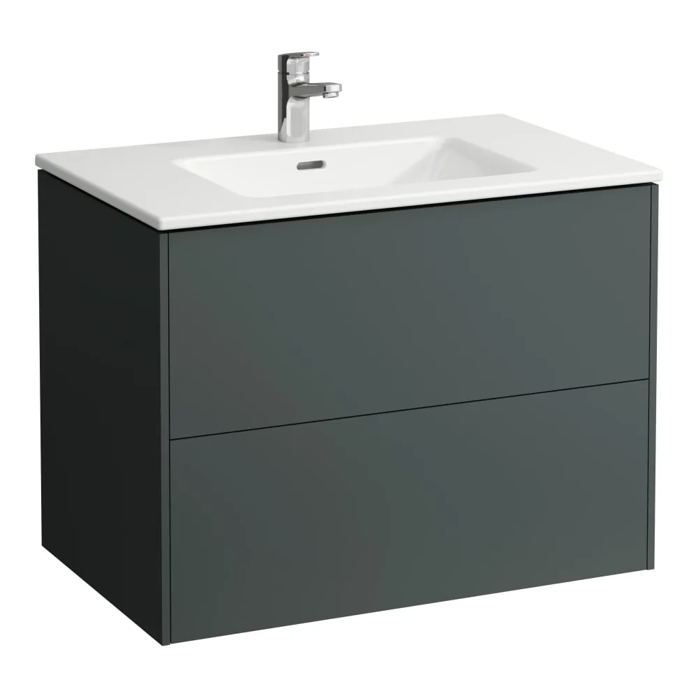 LAUFEN Umyvadlo 'slim' se skříňkou 800 mm, se 2 zásuvkami, vč. dělícího systému do zásuvek 800 x 500 x 610 mm #H8649612661041 - 266 - Šedá traffic