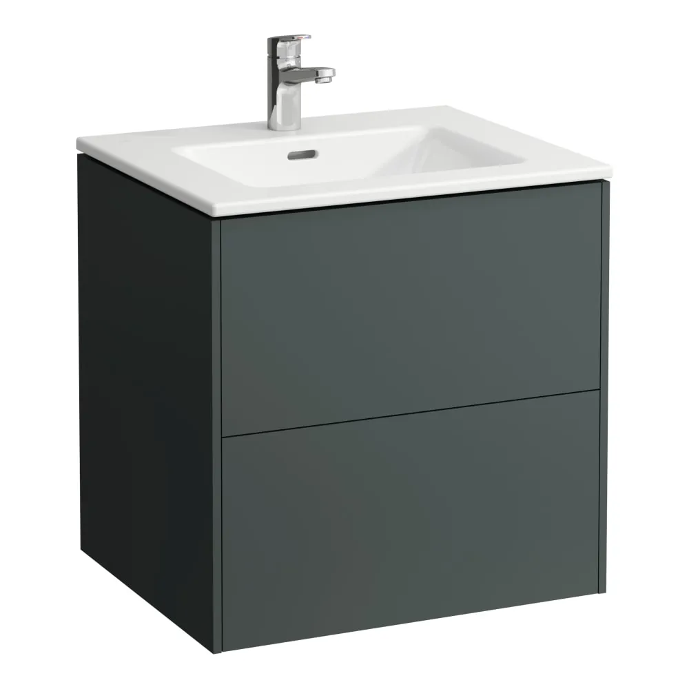 LAUFEN Umyvadlo 'slim' se skříňkou 600 mm, se 2 zásuvkami, vč. dělícího systému do zásuvek 600 x 500 x 610 mm #H8649602661041 - 266 - Šedá traffic