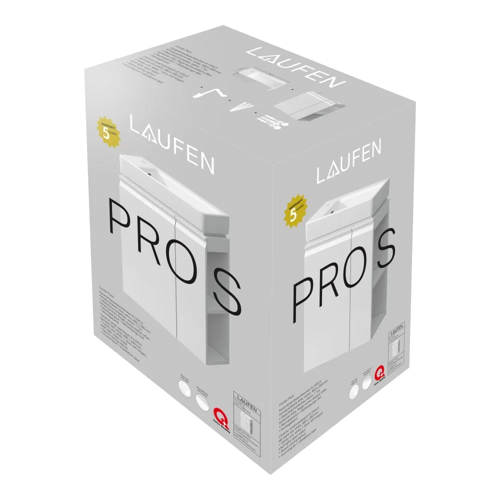 LAUFEN PRO S Umývátko asymetrické levé H815955 se skříňkou, vč. sifonu a upevňovací sady 480 x 280 x 690 mm #H8629654751041 - 475 - Bílá lesklá