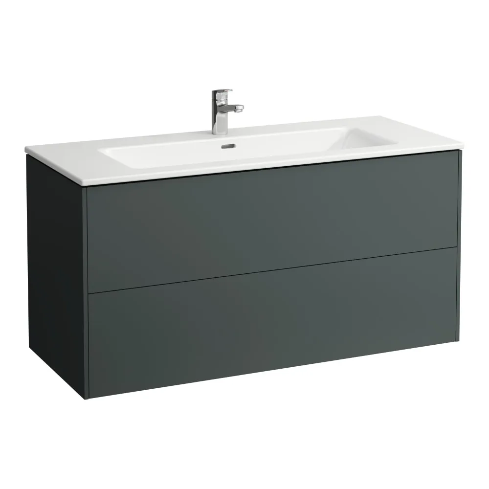 LAUFEN Umyvadlo 'slim' se skříňkou 1200 mm, se 2 zásuvkami, vč. dělícího systému do zásuvek 1200 x 500 x 610 mm #H8649632661041 - 266 - Šedá traffic