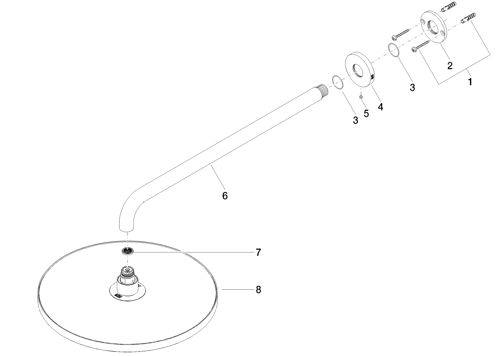 DORNBRACHT Dešťová sprcha s připojením na stěnu 300 mm - chrom #28579970-00