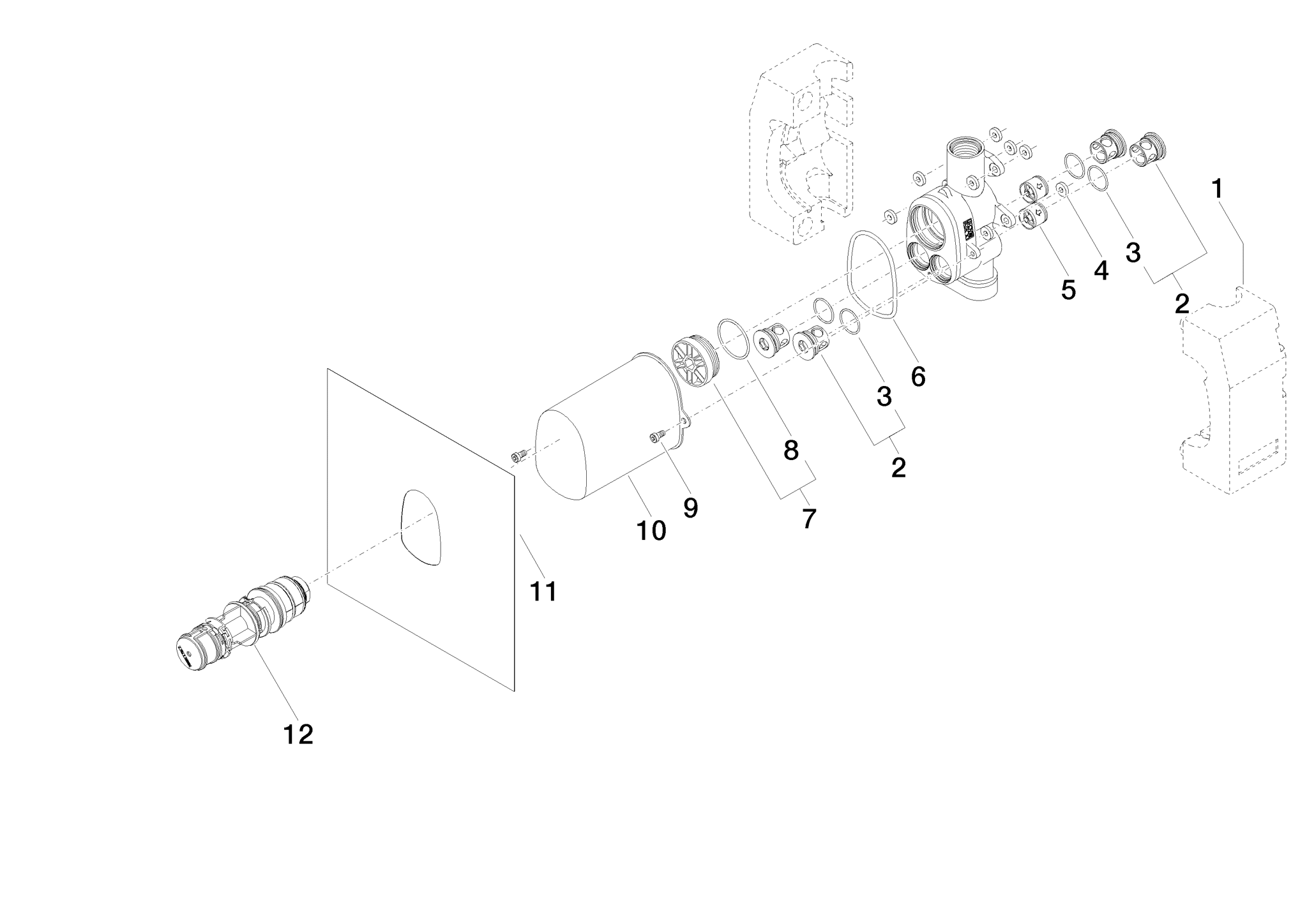 DORNBRACHT Modul termostatu xTOOL UP bez regulace průtoku 3/4" - #3551697090