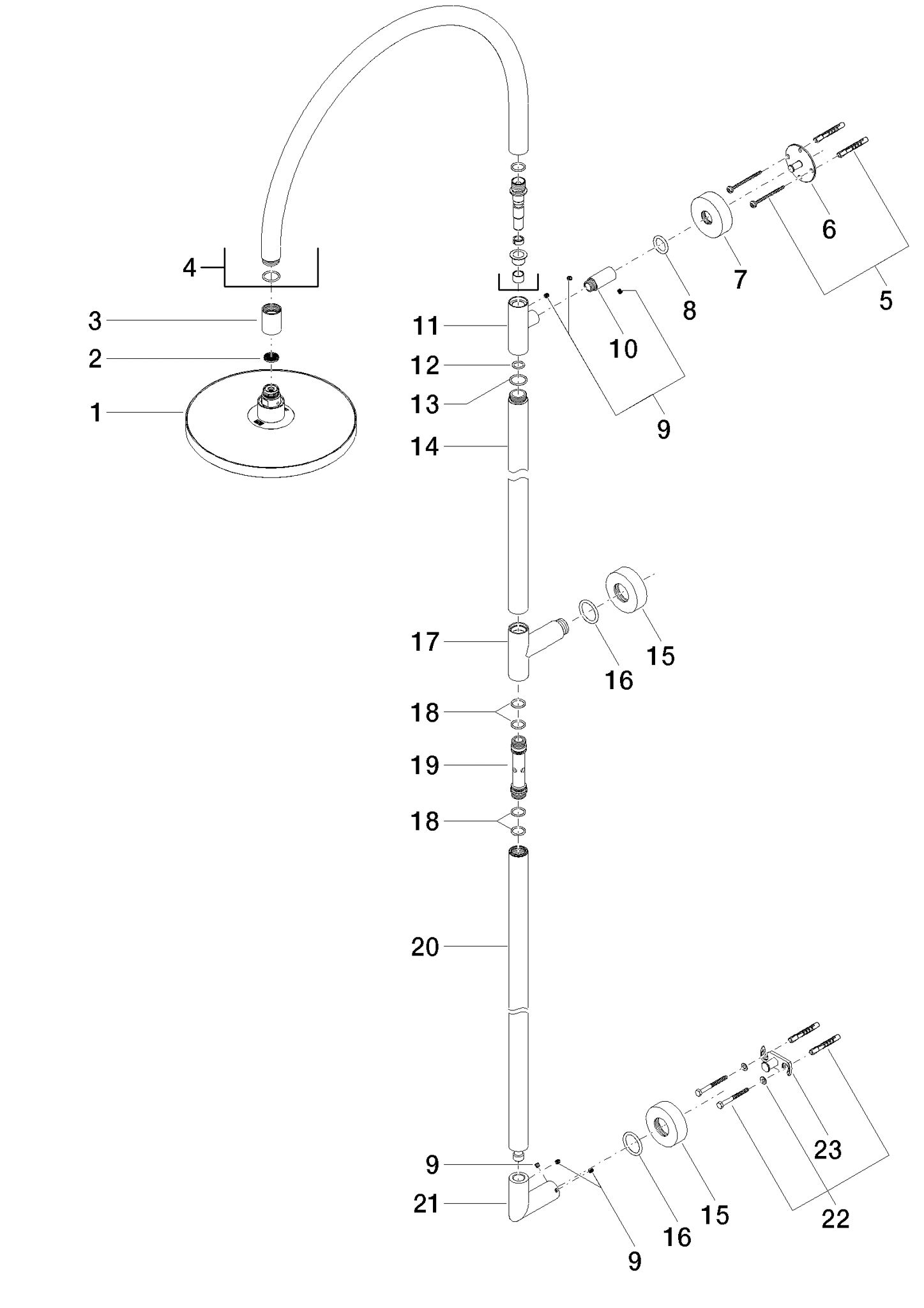 DORNBRACHT Sprchový podstavec TARA - bílý matný #26001892-10