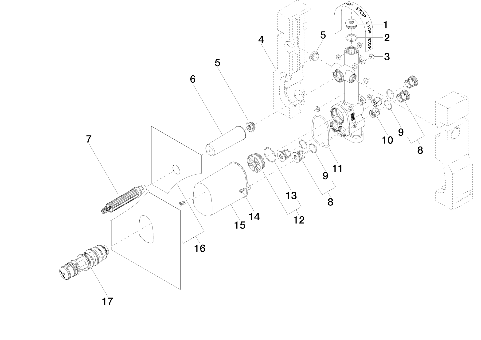 DORNBRACHT Modul termostatu xTOOL pro montáž pod omítku s 1 ventilem - #3543697090