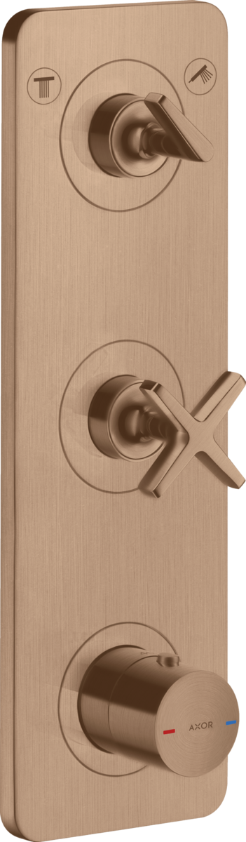 HANSGROHE AXOR Citterio E Termostatický modul 380/120 skrytý pro 2 spotřebiče s deskou #36703310 - Brushed Red Gold