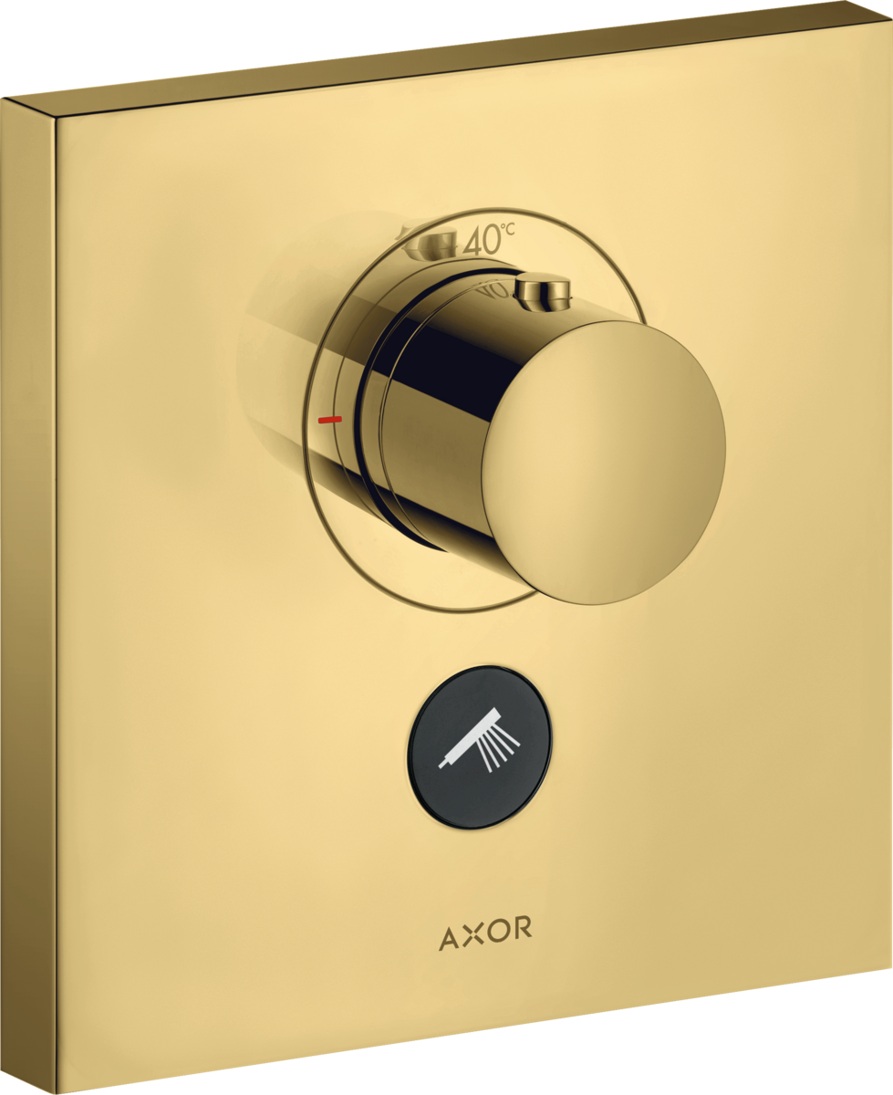 Зображення з  HANSGROHE AXOR ShowerSelect Termostat HighFlow skrytý úhlový pro 1 spotřebič a jednu další zásuvku #36716990 - Polished Gold Optic