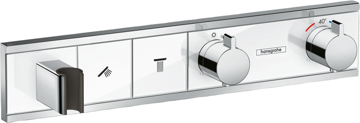 HANSGROHE RainSelect Termostat pod omítku pro 2 spotřebiče se zabudovaným sprchovým držákem #15355400 - bílá/chrom