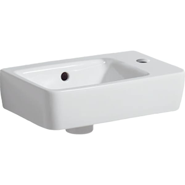 GEBERIT Renova Compact umyvadlo s ručním oplachem, zkrácený výstupek #276140000 - bílá