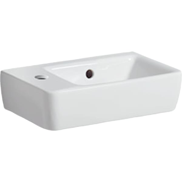 GEBERIT Renova Compact umyvadlo s ručním oplachem, zkrácený výstupek #276240600 - bílá / KeraTect