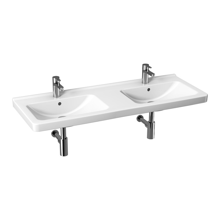 JIKA CUBITO PURE dvojumyvadlo 130x48,5cm s otvorem #H8144201001041 - bílá + PERLA