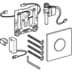 Obrázek GEBERIT Ovládání splachování pisoáru Geberit, s elektronickým spuštěním splachování, napájení z baterie, krycí deska typ 10 Deska: pochromovaná lesklá Designový kroužek: pochromovaný matný 116.035.KH.1
