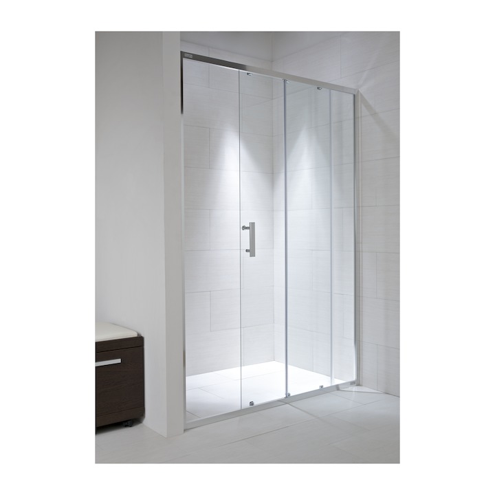 Ảnh của JIKA Cubito Pure, sprchové dveře 1000 mm, levé/pravé, 1 posuvný a 1 pevný segment, stříbrný lesklý profil, 6 mm transparentní sklo nebo s dekorem Artic a úpravou Jika Perla Glass, madla chrom H2422430026681